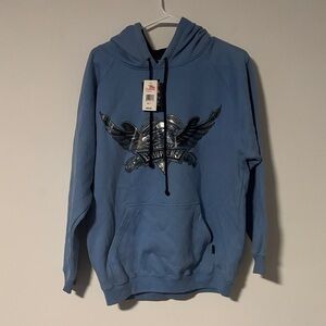 Vintage Y2K Men's Top Heavy Eagle Eye Choppers Blue Graphic Hoodie Sz M
